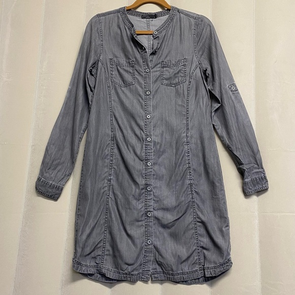 prAna Women's Aliki Dress Small Button Front Shirtdress Minimalist Yoga Modest - Picture 1 of 11